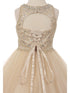 Girls Champagne Rhinestone Halter Neck Tulle Flower Girl Junior Bridesmaid Dress detail back 4-20 SophiasStyle.com